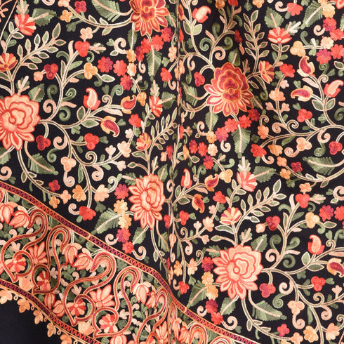 Women's Aari Embroidered Wool Stole